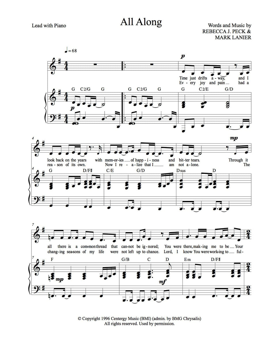 All Along sheet music Digitally Delivered PDF