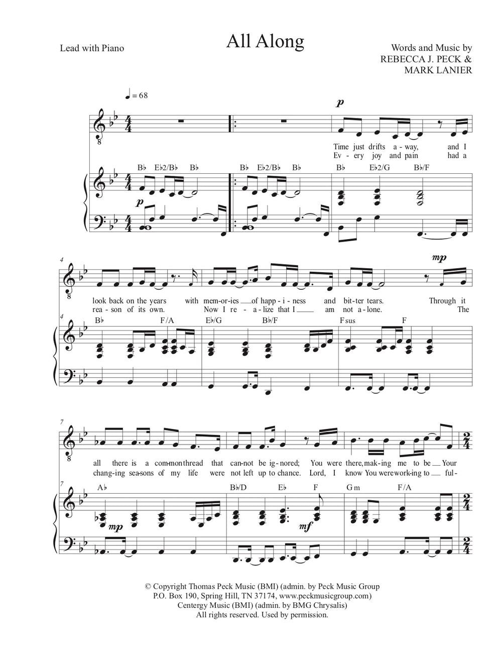 All Along - sheet music - Digitally Delivered PDF