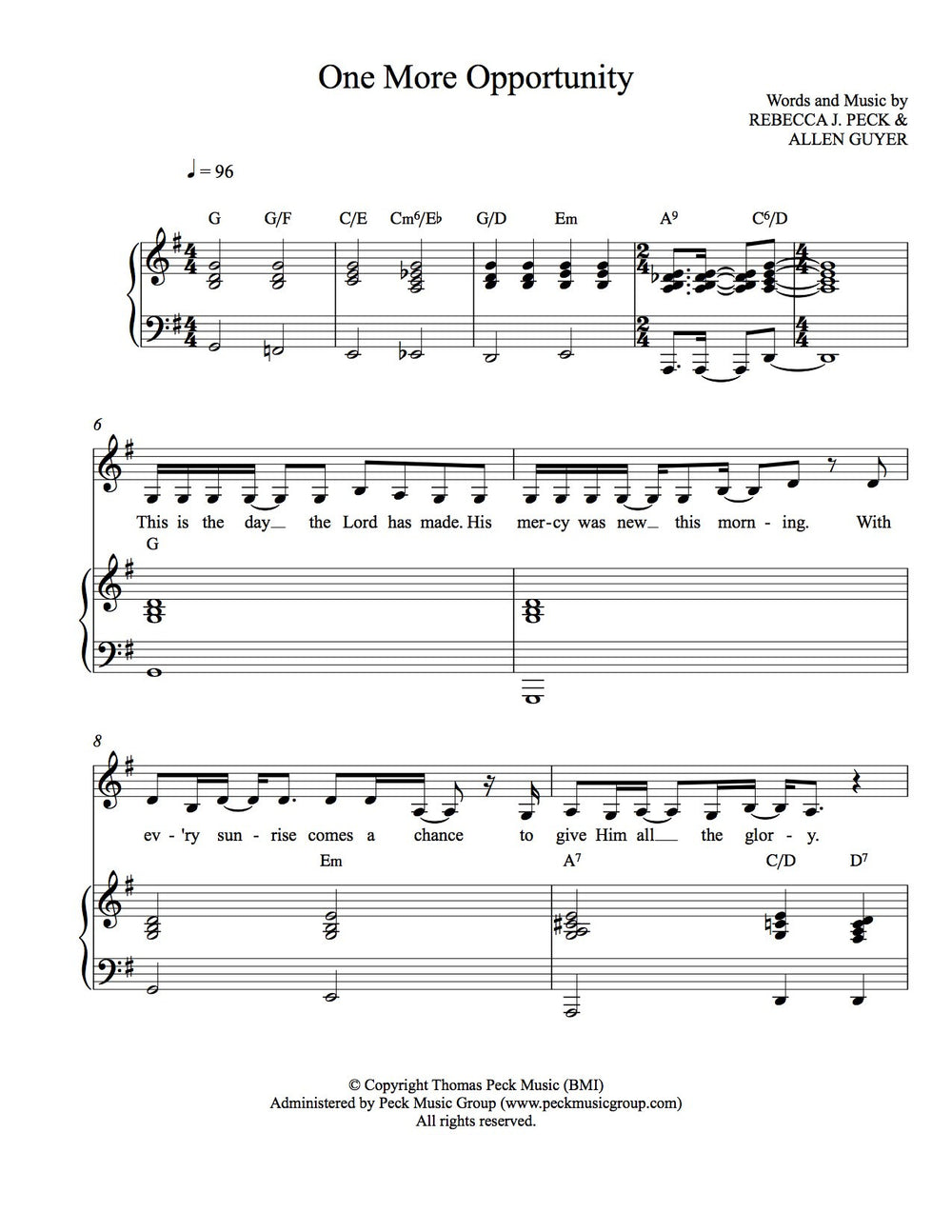 One More Opportunity - sheet music - Digitally Delivered PDF
