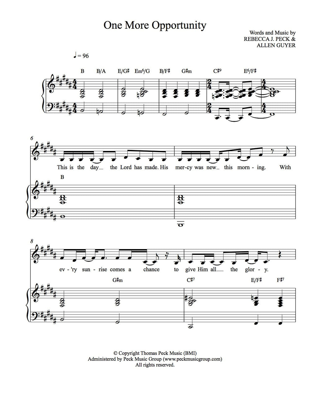 One More Opportunity - sheet music - Digitally Delivered PDF