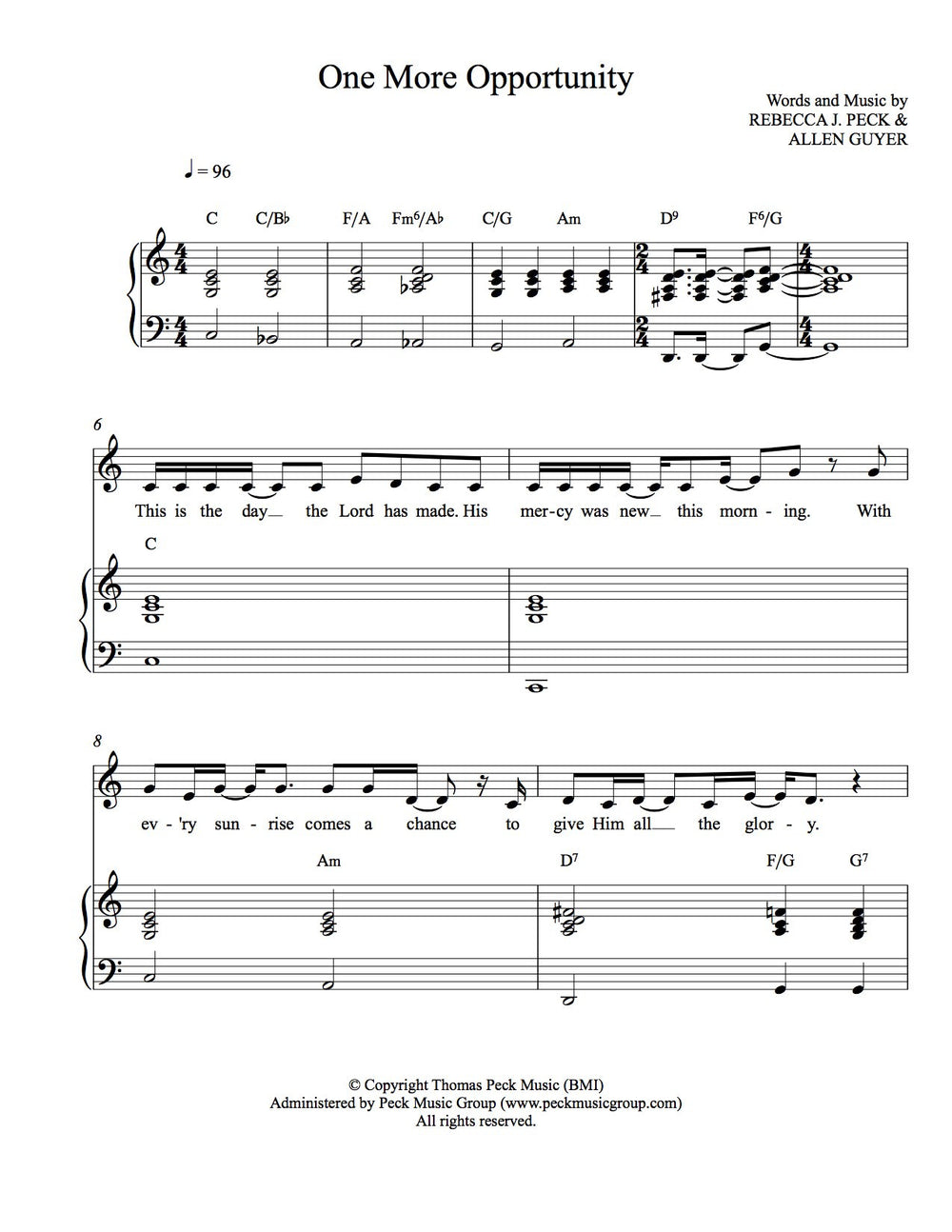 One More Opportunity - sheet music - Digitally Delivered PDF