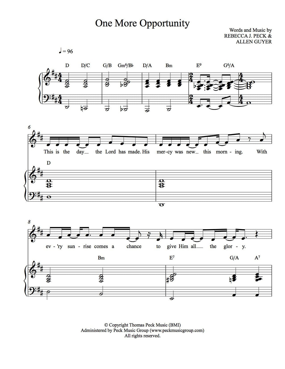 One More Opportunity - sheet music - Digitally Delivered PDF
