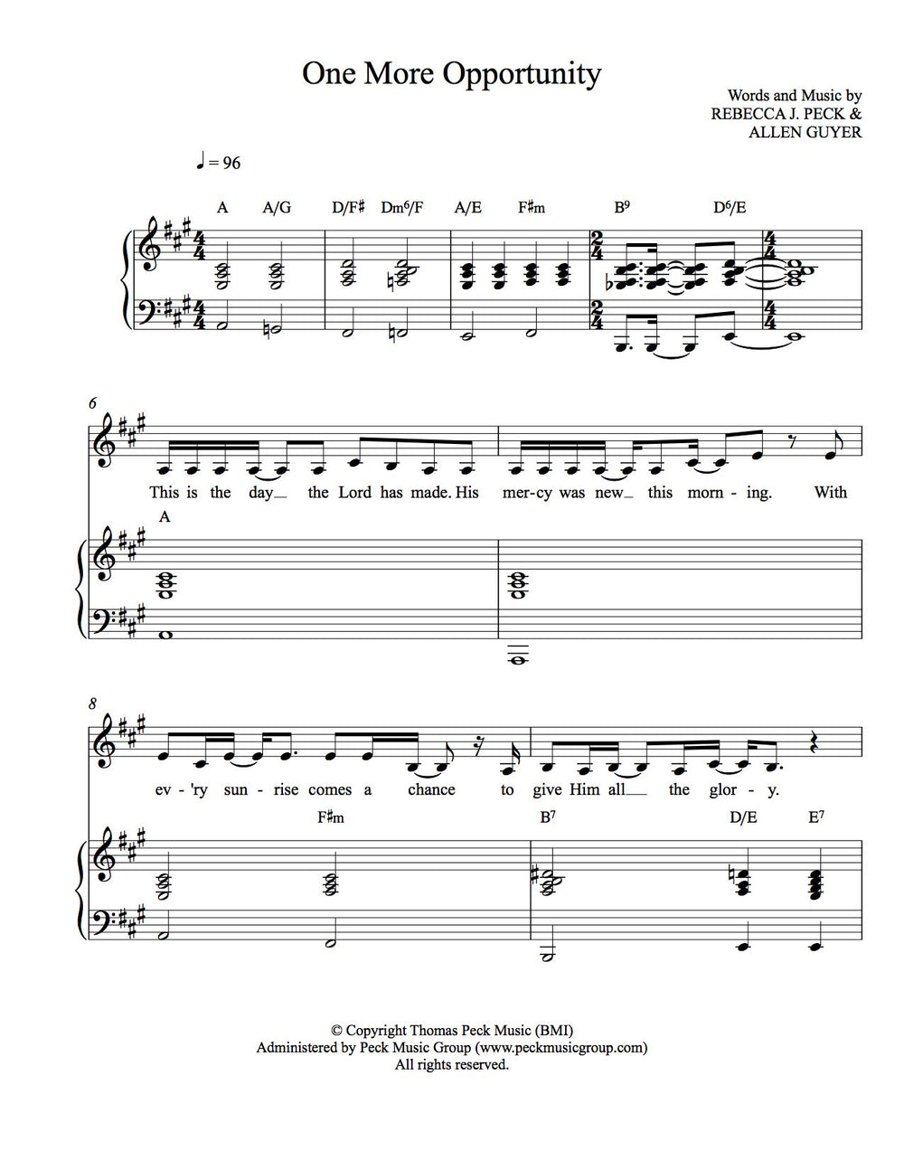 One More Opportunity - sheet music - Digitally Delivered PDF