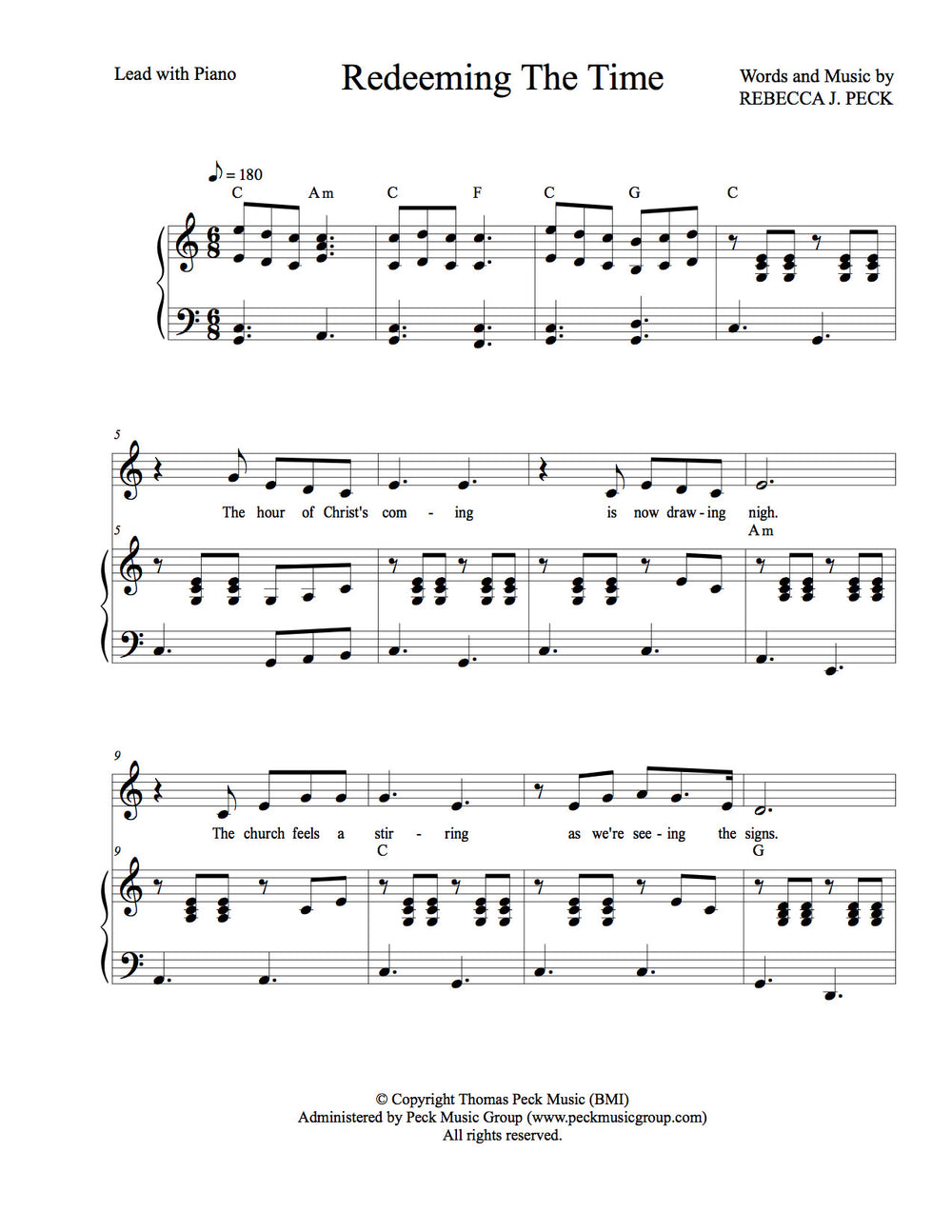 Redeeming The Time - sheet music - Digitally Delivered PDF