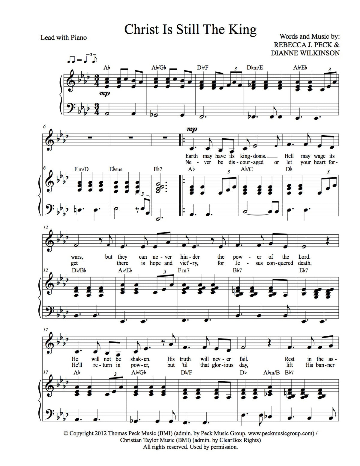 Sheet Music and Soundtracks West Coast Baptist College Peck Music