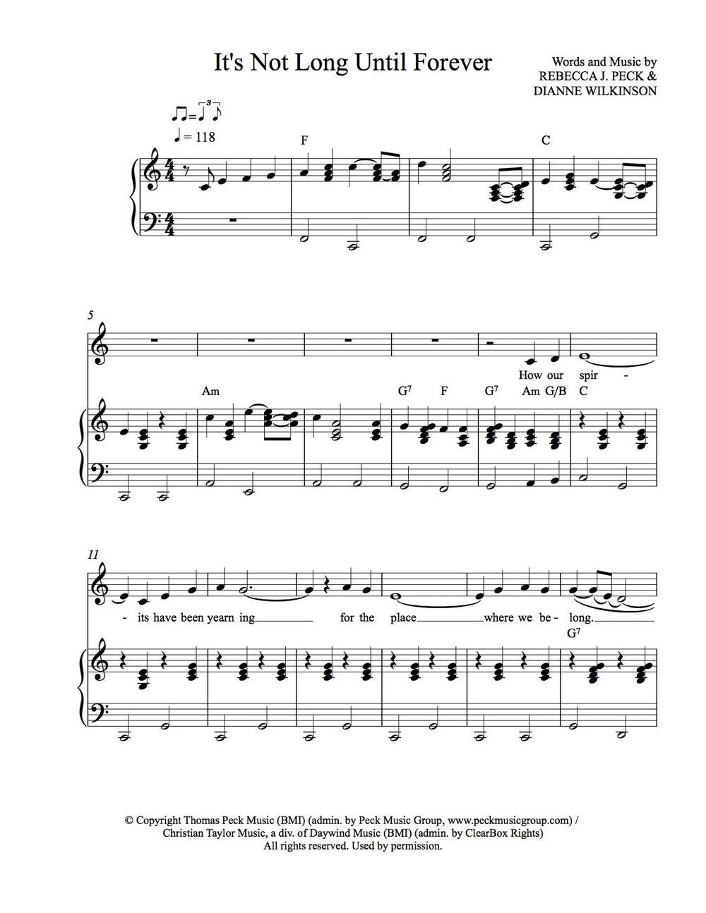 It's Not Long Until Forever - sheet music - Digitally Delivered PDF