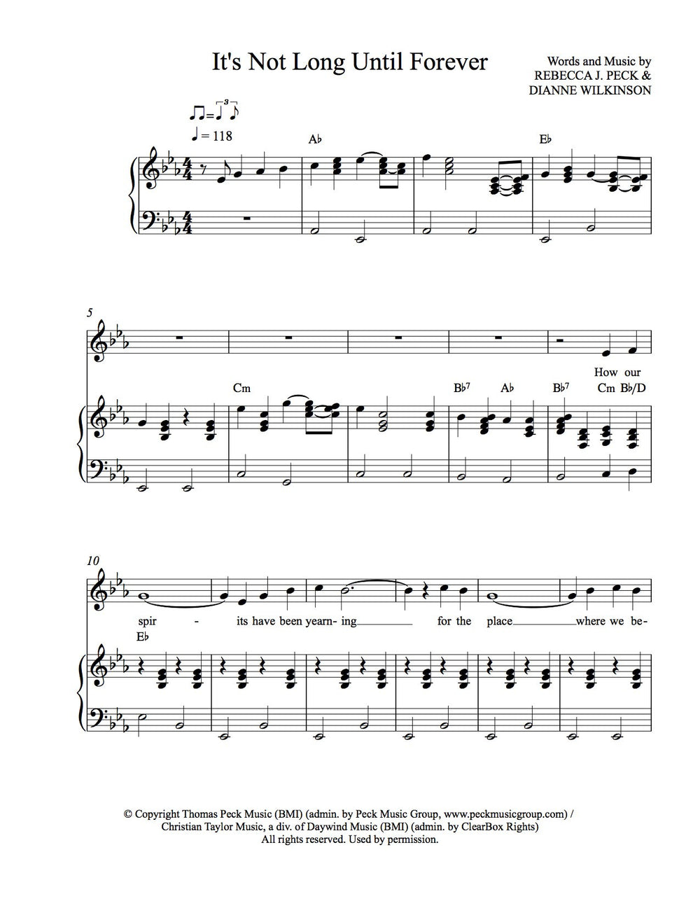 It's Not Long Until Forever - sheet music - Digitally Delivered PDF