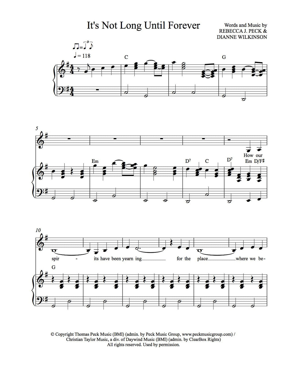 It's Not Long Until Forever - sheet music - Digitally Delivered PDF