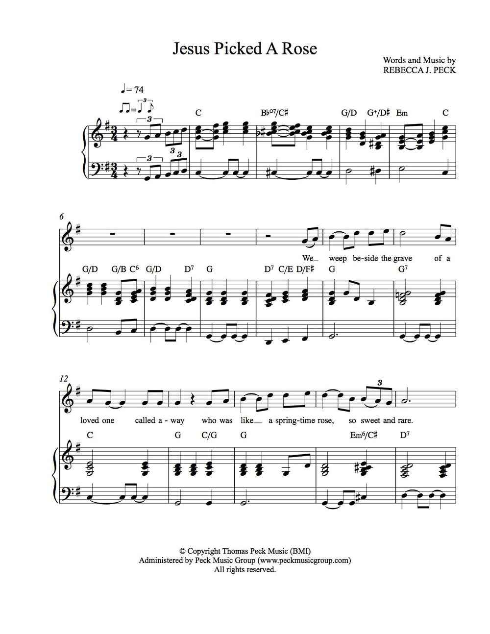 Jesus Picked A Rose - sheet music - Digitally Delivered PDF