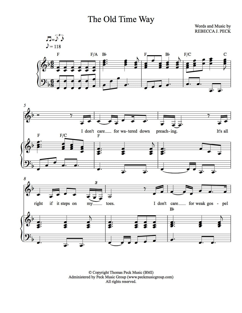 The Old Time Way - sheet music - Digitally Delivered PDF