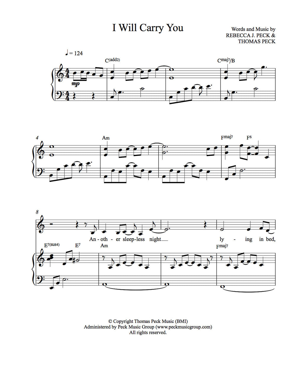 I Will Carry You - sheet music - Digitally Delivered PDF
