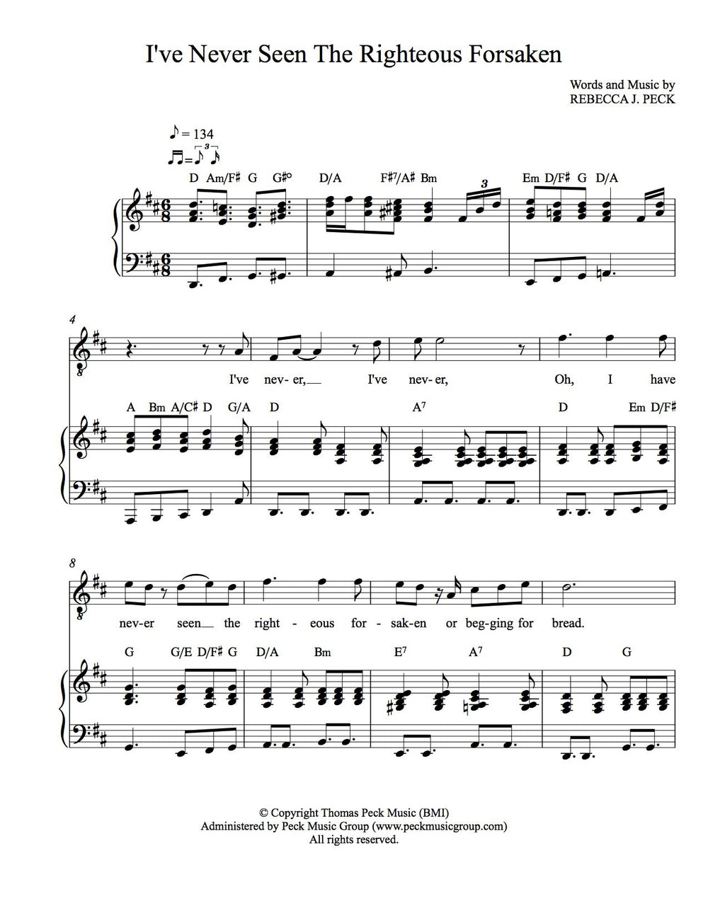 I've Never Seen The Righteous Forsaken - sheet music - Digitally Delivered PDF