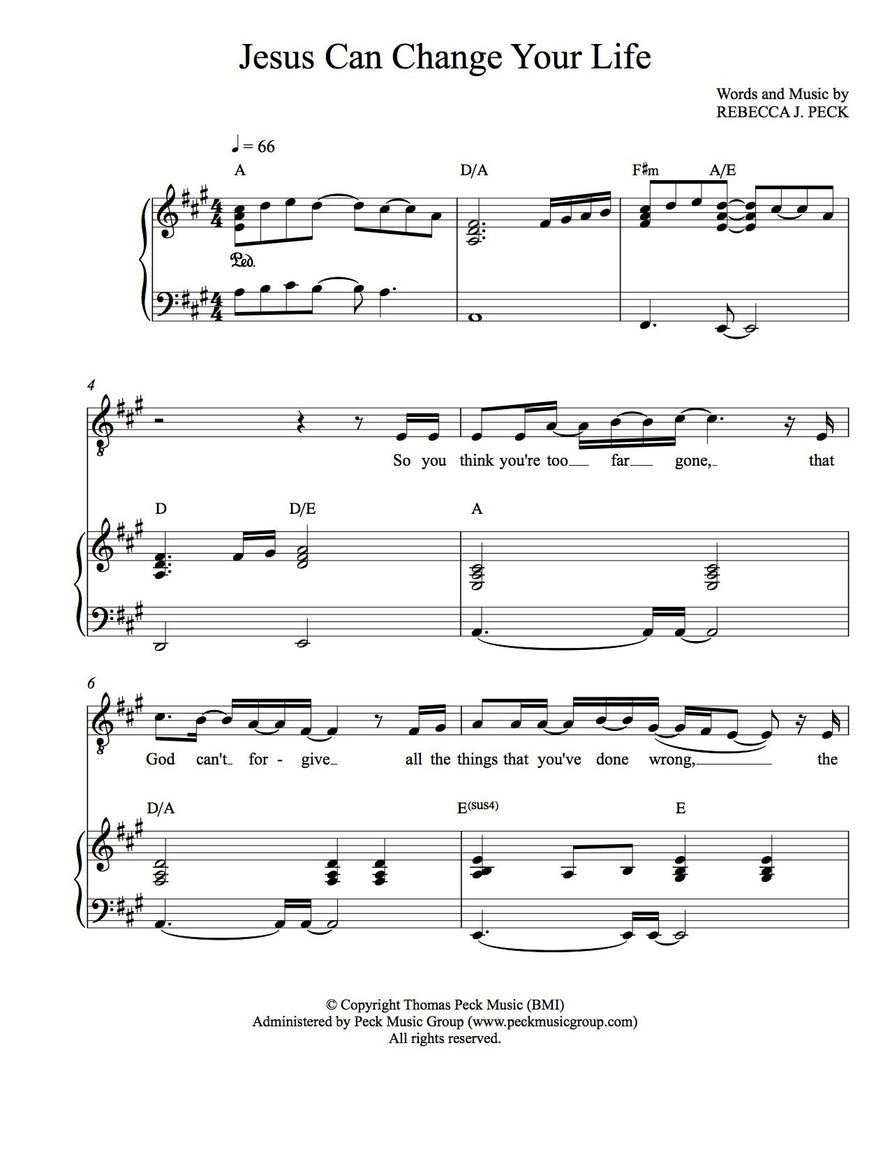 Jesus Can Change Your Life Peck Music Publishing