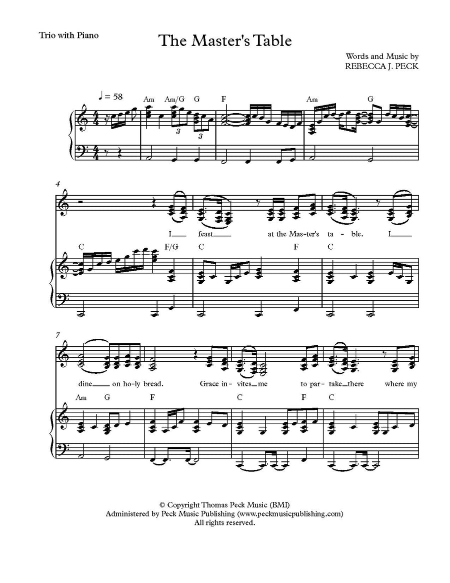Mistr Tableing The Master's Table sheet music download Booth Brothers| Peck Music ...