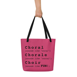 Tote Bag with inside pocket - Choral Chorale Choir