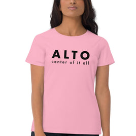 Women's Fashion Fitted Short Sleeve Tee - Alto center of it all