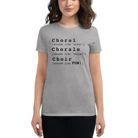 Women's Fashion Fitted Short Sleeve Tee - choral chorale choir