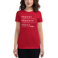 Women's Fashion Fitted Short Sleeve Tee - choral chorale choir