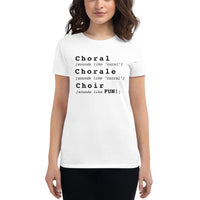 Women's Fashion Fitted Short Sleeve Tee - choral chorale choir